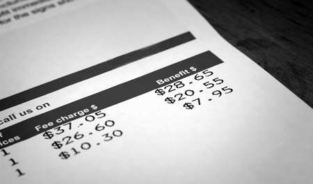 Medical insurance bill and the invoiceの写真素材