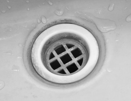 Old home sink hole closeup