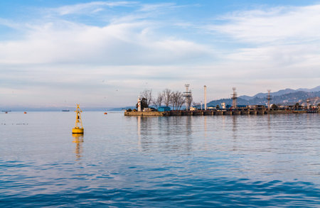 Sea port in evening, Batumi. Georgiaのeditorial素材