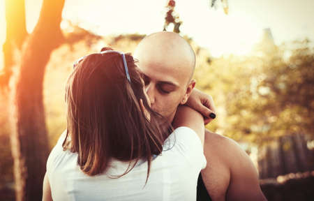 Happy couple in the sunlightの写真素材