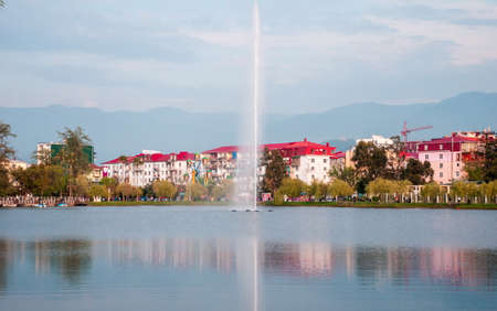 Lake and park in Batumi city.Georgiaの写真素材