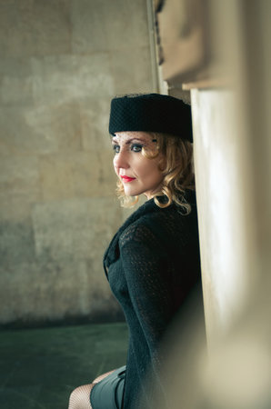 Retro beautiful blond woman portrait