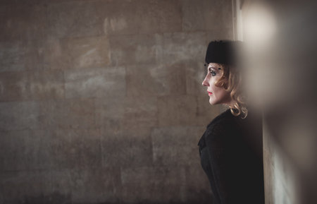 Retro beautiful blond woman portrait