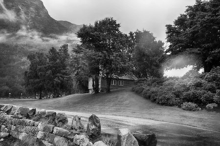 Beautiful landscape in BW.Travel in Norwayの写真素材