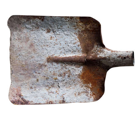 Old rustic shovel part on whiteの写真素材