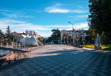 BATUMI, GEORGIA- January 11, 2019: Traveling in beautiful modern Batumi.Batumi boulevard. Georgiaのeditorial素材