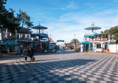 BATUMI, GEORGIA- January 11, 2019: Traveling in beautiful modern Batumi.Batumi boulevard. Georgiaのeditorial素材