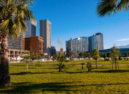 BATUMI, GEORGIA- January 12, 2019: Modern architecture in Batumi, Georgiaのeditorial素材