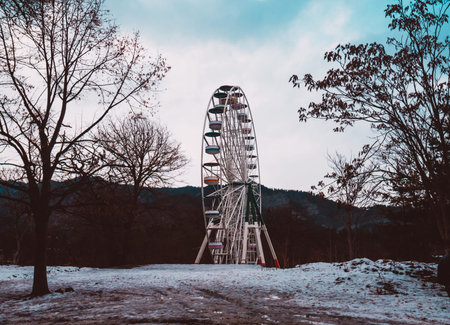 Old ferris wheel in Borjomi town, Georgia