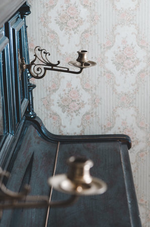 Vintage candelabrum on the piano