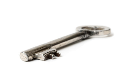 Old iron keys on the whiteの写真素材
