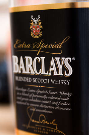TBILISI, GEORGIA -March 10,2019: Barclays blended scotch whiskyのeditorial素材