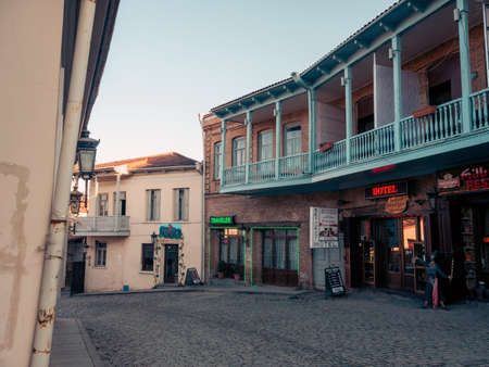 Sighnaghi, Kakheti, Georgia - March 4, 2019: Famous resort Signaghi in Georgia, City of loveのeditorial素材