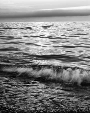 Abstract sea water in evening in black and whiteの写真素材