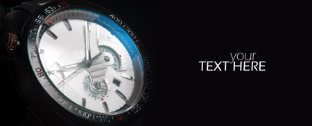 Elegant wrist watch with the copy space