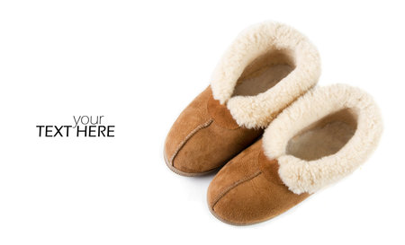 Home slippers with the copy space