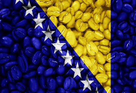 coffee with the country flag backgroundの写真素材