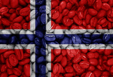 coffee beans with the Norway country flag backgroundの写真素材
