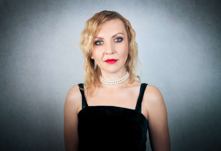 Retro style woman close upの写真素材