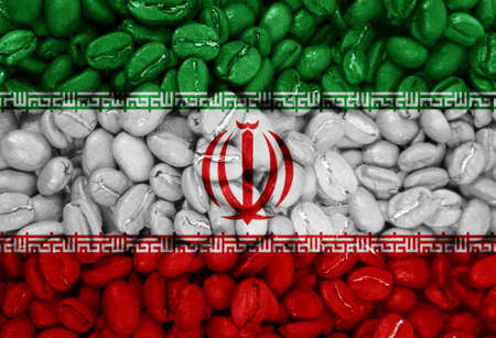 coffee beans with the Iran country flag backgroundの写真素材