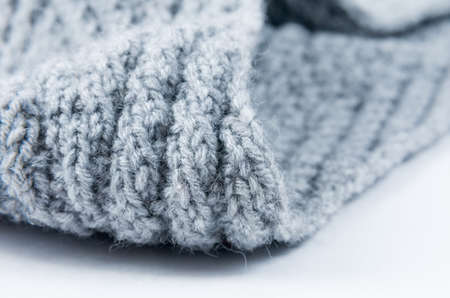 Closeup of the knitted scarfの写真素材