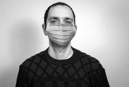 Man closeup with the protective maskの写真素材