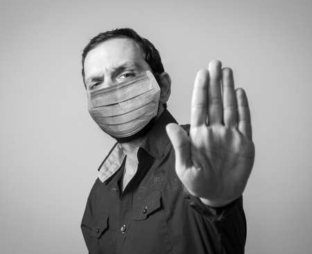 Man closeup with the protective maskの写真素材