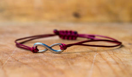 Bead bracelet on the wooden tableの写真素材