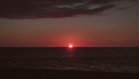 Sunset in the sea. Batumi. Georgia