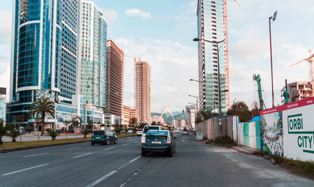 Batumi. Georgia - September 23, 2020: Modern housing infrastructure in Batumi. Georgiaのeditorial素材