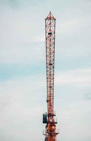 Industrial crane closeup in building site