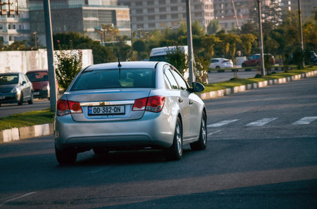 Batumi. Georgia - October 14, 2020:Chevrolet cruze on the street of Batumi