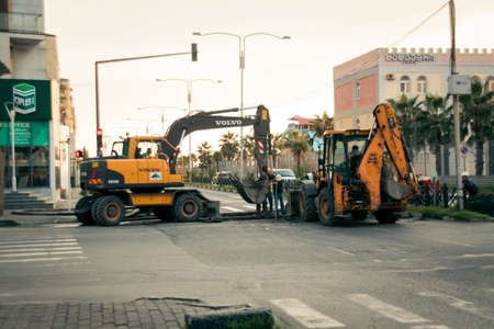 Batumi. Georgia - October 11, 2020: Construction works on the streets of Batumiのeditorial素材