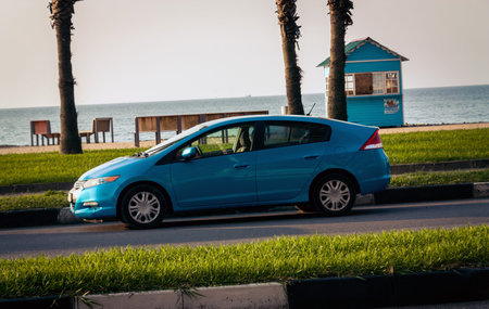 Batumi. Georgia - October 27, 2020: Honda Insight on the streets of Batum