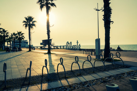 Batumi. Georgia -October 27, 2020: Modern park in Batumi with art objects. Batumi. Georgiaのeditorial素材