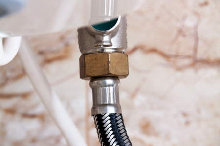 Hose connections of the hot water boilet tankの写真素材