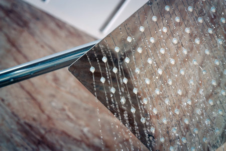 Modern shower closeup at homeの写真素材
