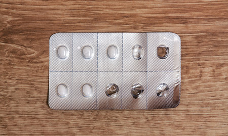 Closeup of medicine pills on the tableの写真素材