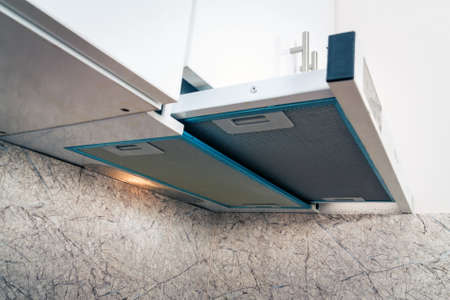 Kitchen hood closeup in the houseの写真素材