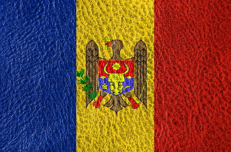 abstract leather texture with the flagの写真素材