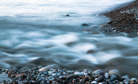 Long exposure water closeup in sea