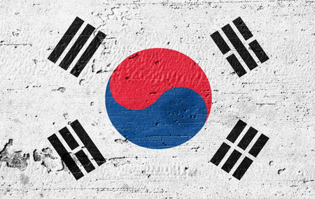 Country flag painted on the wallの写真素材