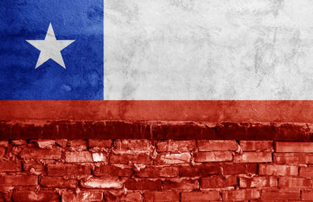 Flag painted on the brick wallの写真素材