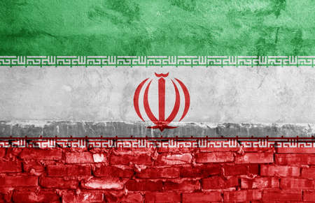 Flag painted on the brick wallの写真素材