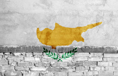 Flag painted on the brick wallの写真素材