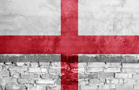 Flag painted on the brick wallの写真素材