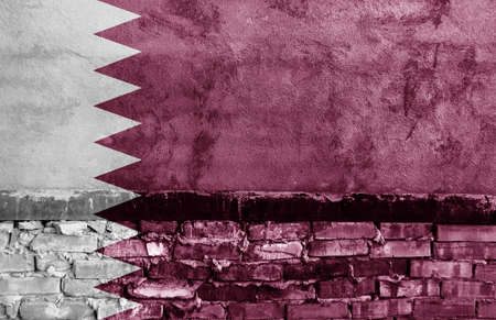 Flag painted on the brick wallの写真素材