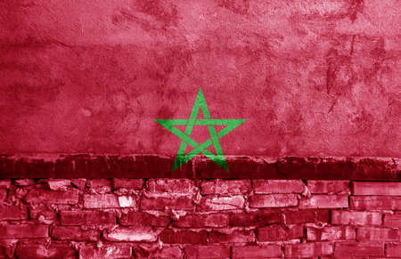 Flag painted on the brick wallの写真素材