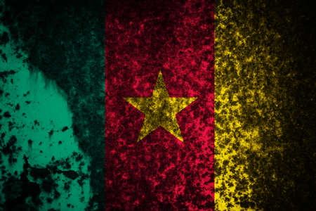 Old cracked wall with the flag paintedの写真素材