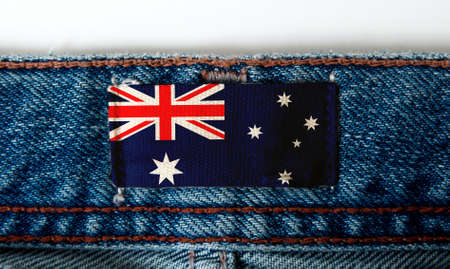 Flag on the label of the jeansの写真素材